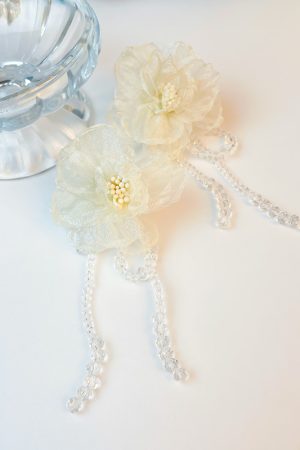 Handmade Floral Beaded Long Tassel Earrings for Women - Elegant Fabric Ear Drops for Fashionable Style