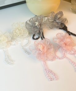 Handmade Floral Beaded Long Tassel Earrings for Women - Elegant Fabric Ear Drops for Fashionable Style