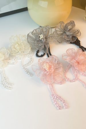 Handmade Floral Beaded Long Tassel Earrings for Women - Elegant Fabric Ear Drops for Fashionable Style