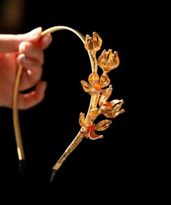 Handmade Floral Wire-Woven Headband for Women - High-End Gold Accessory, Wei-Jin Style, Ancient Chinese Fashion