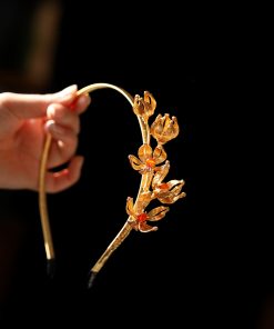 Handmade Floral Wire-Woven Headband for Women - High-End Gold Accessory, Wei-Jin Style, Ancient Chinese Fashion