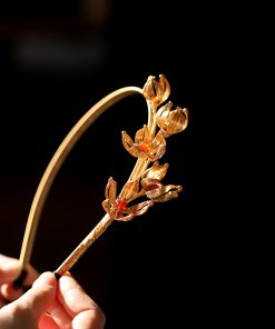 Handmade Floral Wire-Woven Headband for Women - High-End Gold Accessory, Wei-Jin Style, Ancient Chinese Fashion