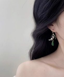 Handmade Fresh Lily of the Valley Flower Water Drop Earrings for Women - Pastoral Style, Versatile Light Luxury Ear Accessories