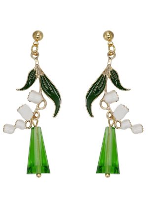 Handmade Fresh Lily of the Valley Flower Water Drop Earrings for Women - Pastoral Style, Versatile Light Luxury Ear Accessories