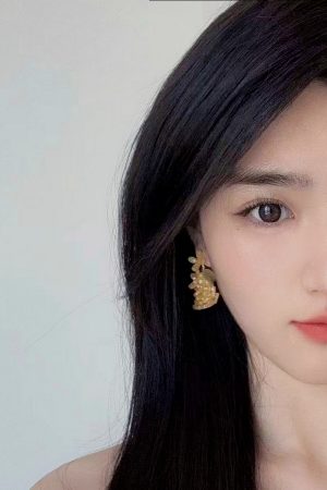 Handmade Golden Osmanthus Stud Earrings for Women - Elegant, Artistic Design, Light Luxury, Brightens Skin Tone, Long High-End Earrings