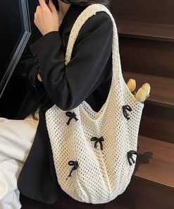 Handmade Knitted Beach Bag for Women - Summer Seaside Shoulder Bag with Large Capacity - Fashionable Commuting Tote 2025