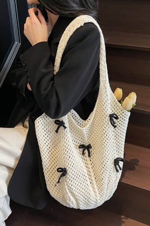 Handmade Knitted Beach Bag for Women - Summer Seaside Shoulder Bag with Large Capacity - Fashionable Commuting Tote 2025