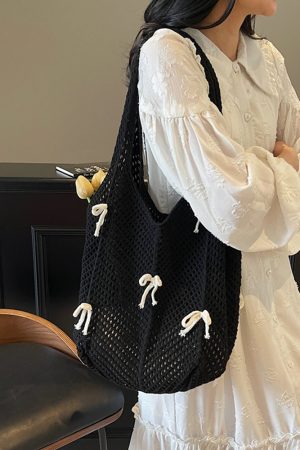 Handmade Knitted Beach Bag for Women - Summer Seaside Shoulder Bag with Large Capacity - Fashionable Commuting Tote 2025