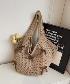 Handmade Knitted Beach Bag for Women - Summer Seaside Shoulder Bag with Large Capacity - Fashionable Commuting Tote 2025