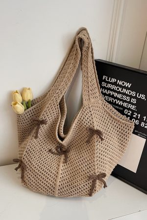 Handmade Knitted Beach Bag for Women - Summer Seaside Shoulder Bag with Large Capacity - Fashionable Commuting Tote 2025