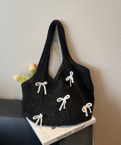 Handmade Knitted Beach Bag for Women - Summer Seaside Shoulder Bag with Large Capacity - Fashionable Commuting Tote 2025