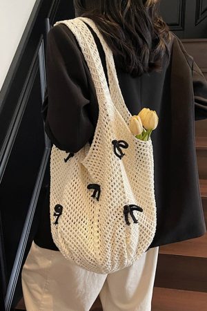 Handmade Knitted Beach Bag for Women - Summer Seaside Shoulder Bag with Large Capacity - Fashionable Commuting Tote 2025