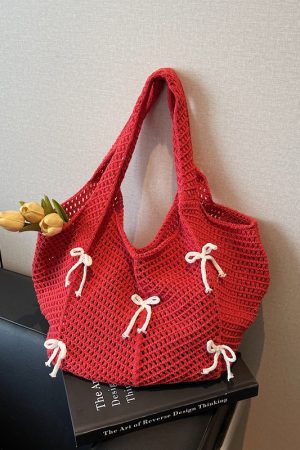 Handmade Knitted Beach Bag for Women - Summer Seaside Shoulder Bag with Large Capacity - Fashionable Commuting Tote 2025