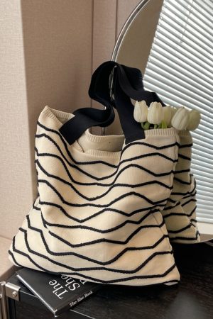 Handmade Knitted Tote Bag for Women - Lazy Style Shoulder Bag for Spring/Summer 2025, Yarn Commuting & Shopping Bag
