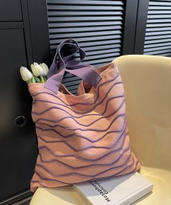 Handmade Knitted Tote Bag for Women - Lazy Style Shoulder Bag for Spring/Summer 2025, Yarn Commuting & Shopping Bag