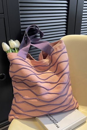 Handmade Knitted Tote Bag for Women - Lazy Style Shoulder Bag for Spring/Summer 2025, Yarn Commuting & Shopping Bag