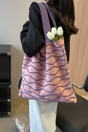 Handmade Knitted Tote Bag for Women - Lazy Style Shoulder Bag for Spring/Summer 2025, Yarn Commuting & Shopping Bag