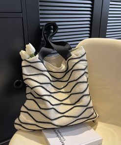 Handmade Knitted Tote Bag for Women - Lazy Style Shoulder Bag for Spring/Summer 2025, Yarn Commuting & Shopping Bag