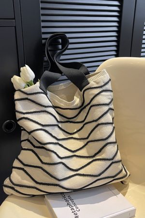 Handmade Knitted Tote Bag for Women - Lazy Style Shoulder Bag for Spring/Summer 2025, Yarn Commuting & Shopping Bag