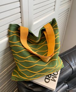 Handmade Knitted Tote Bag for Women - Lazy Style Shoulder Bag for Spring/Summer 2025, Yarn Commuting & Shopping Bag