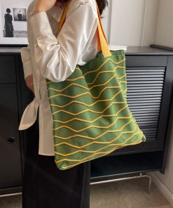 Handmade Knitted Tote Bag for Women - Lazy Style Shoulder Bag for Spring/Summer 2025, Yarn Commuting & Shopping Bag