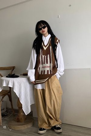 Handmade Knitted Vest for Kids - Loose Fit, Retro Japanese Style with Childlike Print - Versatile Autumn Winter Fashion