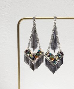 Handmade Metal Tassel Triangle Earrings with Diamond Crystal - Light Luxury Fashion Accessories for Elegant Style