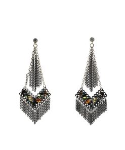 Handmade Metal Tassel Triangle Earrings with Diamond Crystal - Light Luxury Fashion Accessories for Elegant Style
