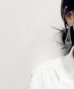 Handmade Metal Tassel Triangle Earrings with Diamond Crystal - Light Luxury Fashion Accessories for Elegant Style