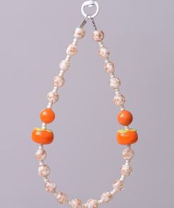 Handmade Mobile Phone Lanyard Wrist Strap - Durable Glass Persimmon with Fresh Anti-Drop Pendant - Trendy and Sturdy Accessory