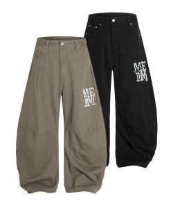 Handmade Pearl Wide-Leg Machete Pants for Men - Casual American Style Curved Blade Design, Trendy Y2K Fashion