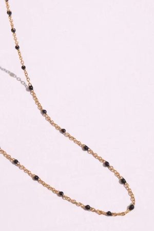 Handmade Resin Layered Necklace - Thin Chain Black Titanium Steel Retro European American Style High-End Feel