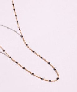 Handmade Resin Layered Necklace - Thin Chain Black Titanium Steel Retro European American Style High-End Feel