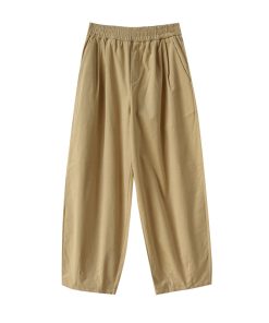 Handmade Retro Corduroy Balloon Pants with Loose Fit, Elastic Waistband, and Wide-Leg Design for Casual Chic Style