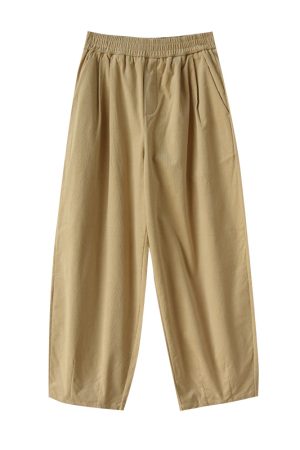 Handmade Retro Corduroy Balloon Pants with Loose Fit, Elastic Waistband, and Wide-Leg Design for Casual Chic Style