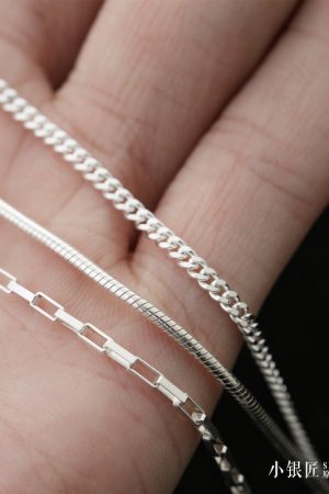 Handmade S925 Pure Silver Necklace, Machine-Woven Chain, Stylish Bare Chain Pendant for Men and Women, Modern Minimalist Jewelry