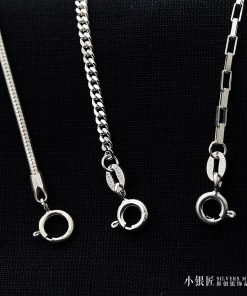 Handmade S925 Pure Silver Necklace, Machine-Woven Chain, Stylish Bare Chain Pendant for Men and Women, Modern Minimalist Jewelry