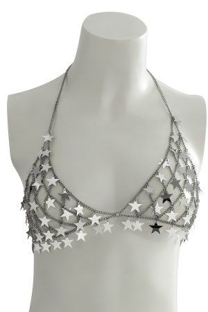 Handmade Tassel Chest Chain Bikini Accessory with Star Sequins - Sexy Cross-Border Statement Jewelry for Hot Girls
