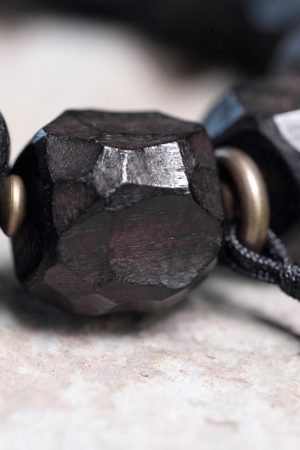 Handmade Textured Black Sandalwood Bracelet for Men - Retro Ethnic Style Tibetan Accessory with Sky Beads