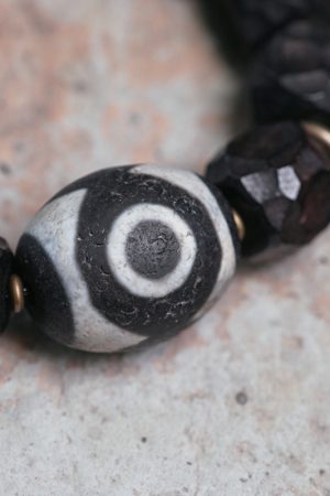 Handmade Textured Black Sandalwood Bracelet for Men - Retro Ethnic Style Tibetan Accessory with Sky Beads