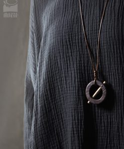 Handmade Vintage Black Sandalwood Pendant Necklace for Men - Trendy Creative Accessories with Unique Personality Design