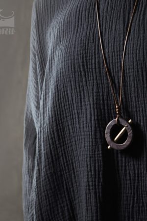 Handmade Vintage Black Sandalwood Pendant Necklace for Men - Trendy Creative Accessories with Unique Personality Design