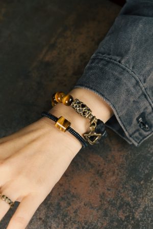 Handmade Vintage Ebony Tiger's Eye Stone Bracelet for Men and Women, Stylish Versatile Accessory, Unisex Jewelry