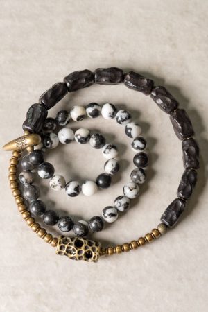 Handmade Vintage Zebra Pattern Agate Bracelet for Men - Textured Wooden Niche Jewelry, Unique Personality Accessory
