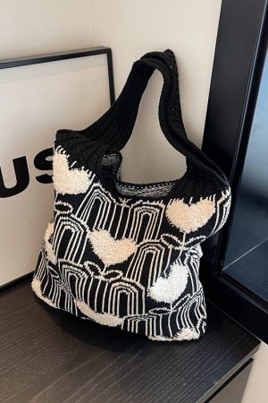 Handmade Woven Knitted Tote Bag for Women - Large Capacity Shoulder Commuting Bag for Spring & Summer 2025