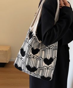 Handmade Woven Knitted Tote Bag for Women - Large Capacity Shoulder Commuting Bag for Spring & Summer 2025