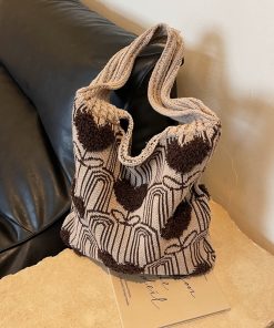 Handmade Woven Knitted Tote Bag for Women - Large Capacity Shoulder Commuting Bag for Spring & Summer 2025