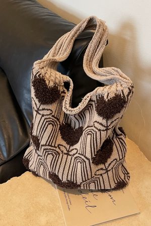Handmade Woven Knitted Tote Bag for Women - Large Capacity Shoulder Commuting Bag for Spring & Summer 2025