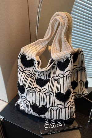 Handmade Woven Knitted Tote Bag for Women - Large Capacity Shoulder Commuting Bag for Spring & Summer 2025