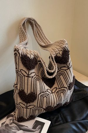 Handmade Woven Knitted Tote Bag for Women - Large Capacity Shoulder Commuting Bag for Spring & Summer 2025